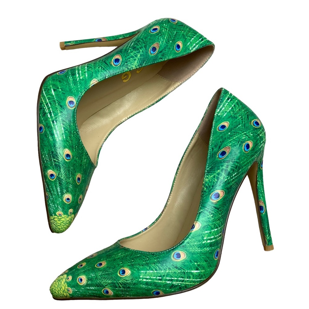Green Peacock Heels